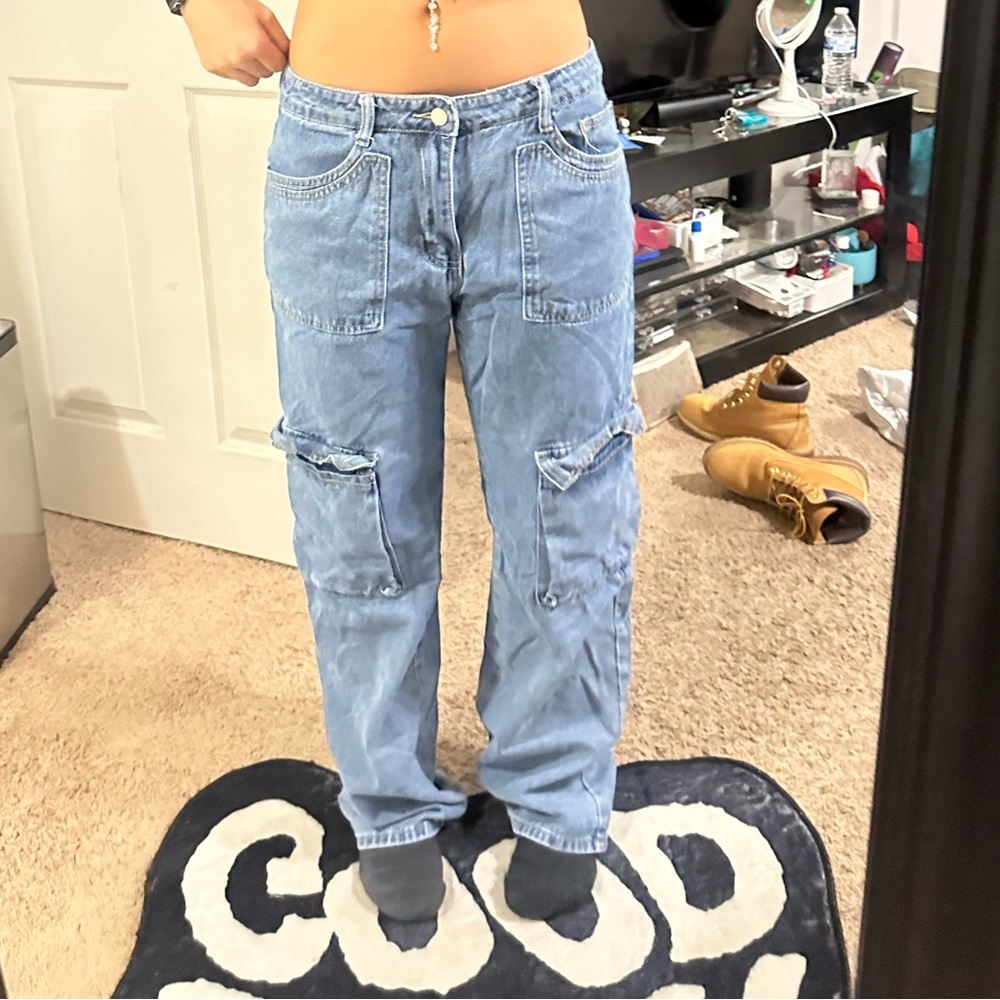 Women's Blue Cargo Jeans